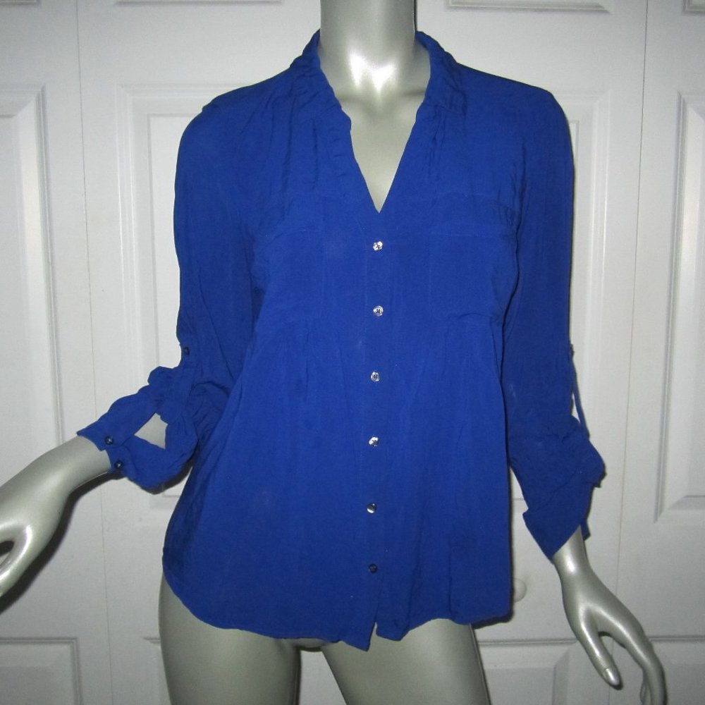 Blue Women's Button-Front Blouse